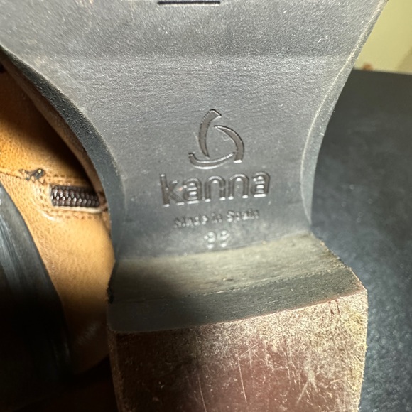 Kanna EU 36 brown star embossed ankle boot block heel almond toe - Picture 10 of 11